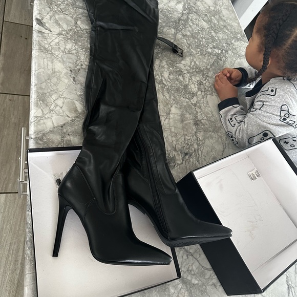 Belted thigh high stiletto chap boots - Picture 15 of 16